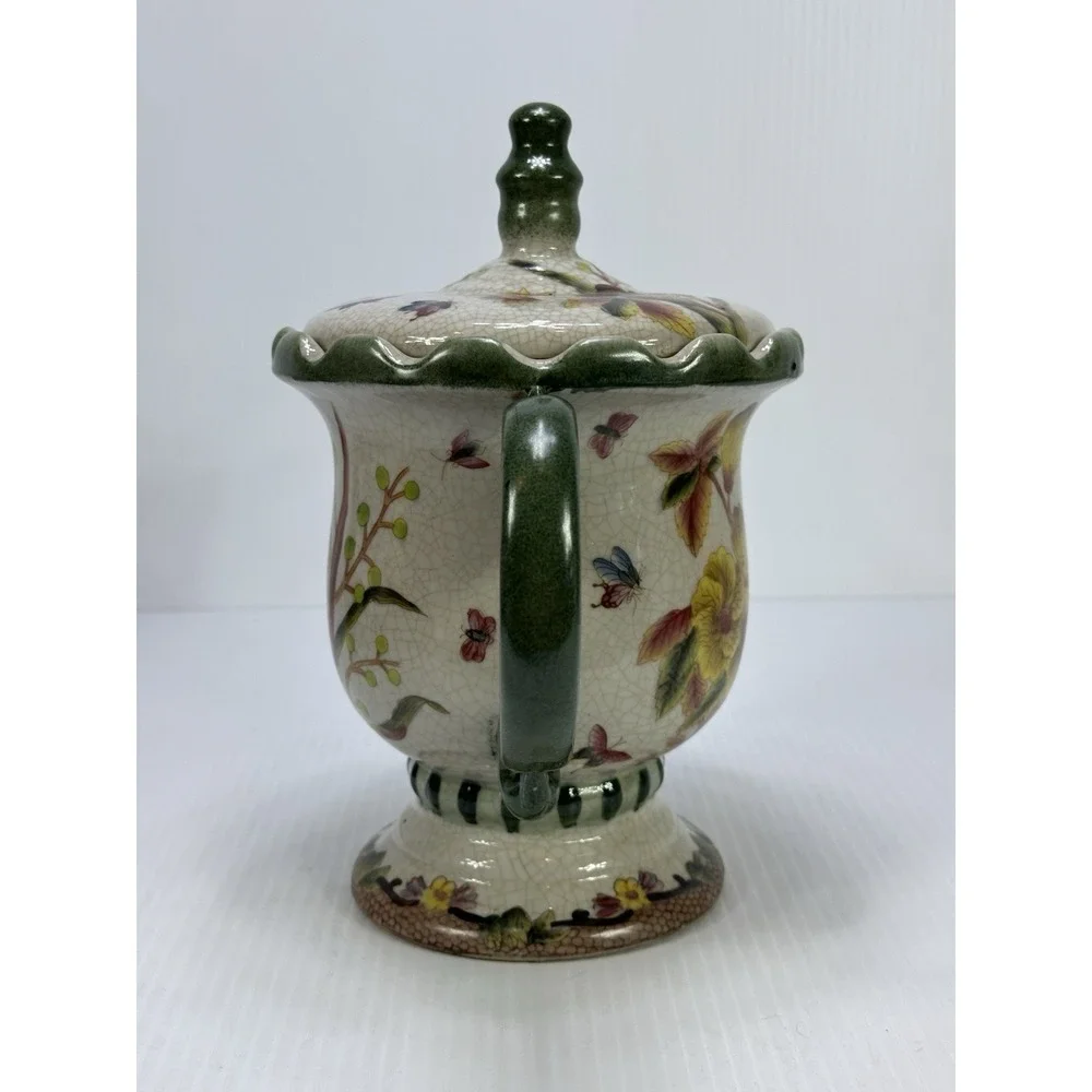 Vintage Chinese Teapot Vibrant‎ Flowers Handcrafted For Decorative Use Only